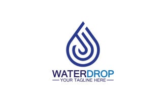 Waterdrop blue nature fresh water logo template version 3