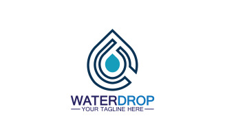 Waterdrop blue nature fresh water logo template version 37