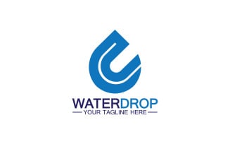 Waterdrop blue nature fresh water logo template version 38