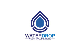Waterdrop blue nature fresh water logo template version 47
