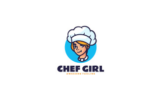 Chef Girl Mascot Cartoon Logo 1