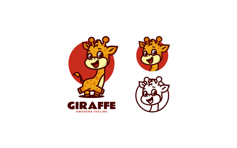 Giraffe Mascot Cartoon Logo 3 Logo Template