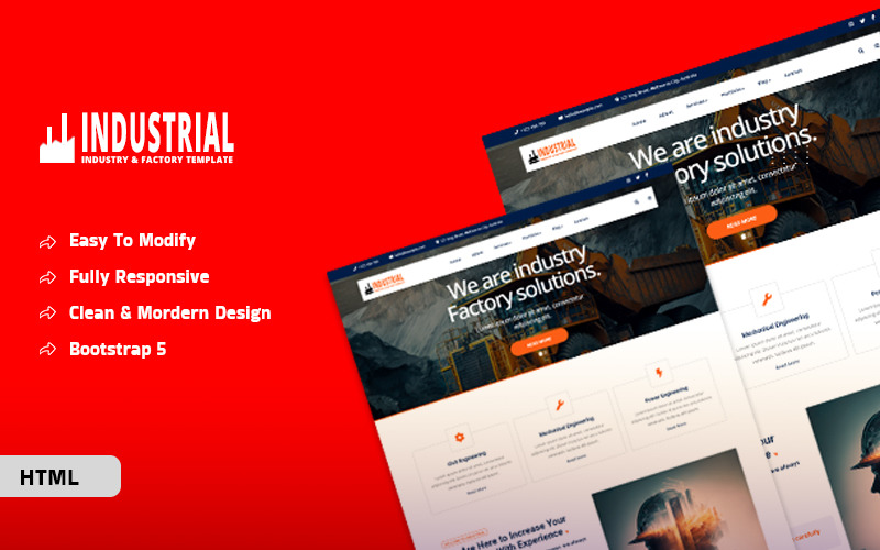 Industrial Bootstrap HTML5 Template Website Template