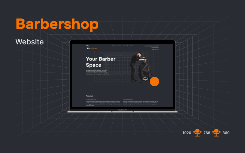 IronBlades — BarberShop Minimalistic Website UI Template UI Element