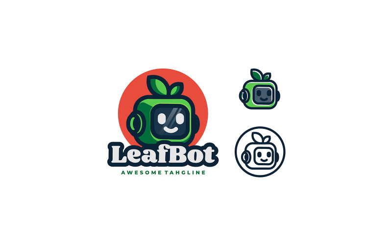Leaf Robot Mascot Cartoon Logo Logo Template