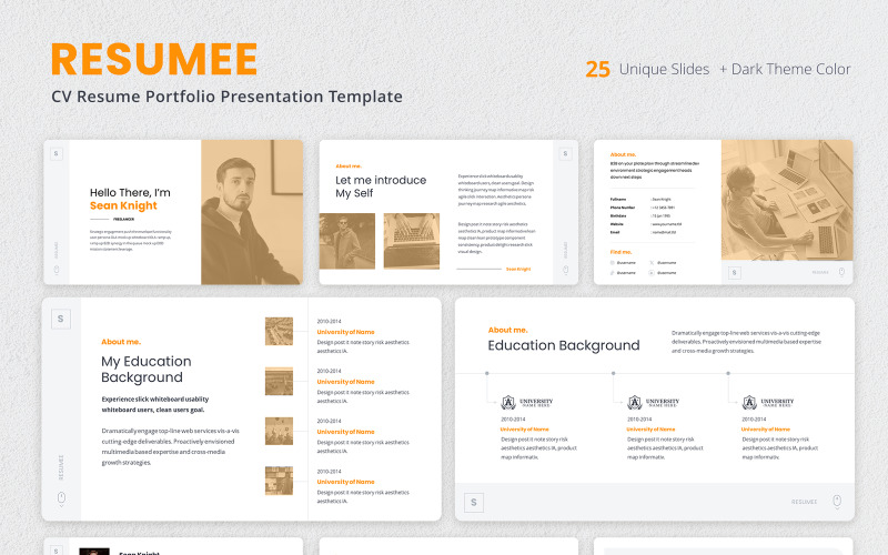 Resumee - CV Portfolio Resume Presentation Template PowerPoint Template