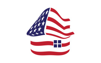 American flag house premium logo vector icon v11