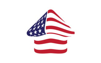 American flag house premium logo vector icon v12