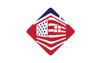 American flag house premium logo vector icon v13