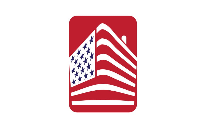 American flag house premium logo vector icon v14 Logo Template