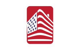 American flag house premium logo vector icon v14