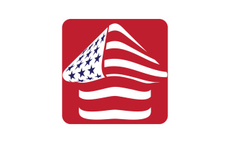 American flag house premium logo vector icon v16