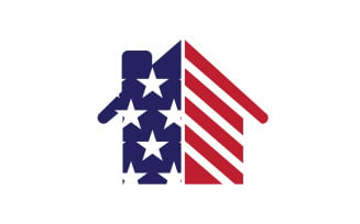 American flag house premium logo vector icon v1