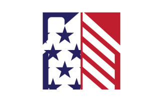 American flag house premium logo vector icon v4