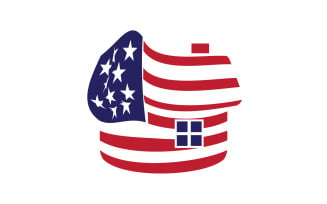 American flag house premium logo vector icon v5