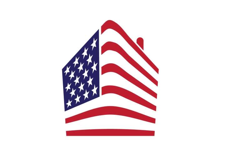American flag house premium logo vector icon v7 Logo Template