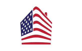 American flag house premium logo vector icon v7