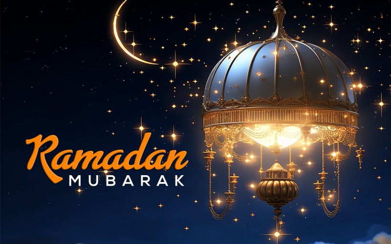Ramadan greeting | Ramadan design | ramadan poster | Ramadan greeting with luxury lamp Product Mockup
