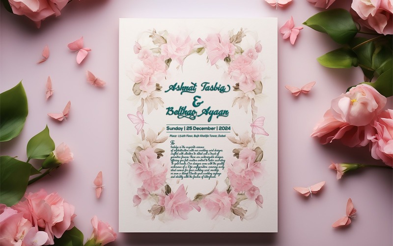 Wedding cover design_pink wedding design_wedding card with calligraphy_wedding invitation design Product Mockup