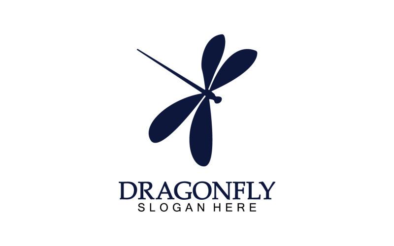 Dragonfly silhouette icon flat vector illustration logo clipart v1 Logo Template