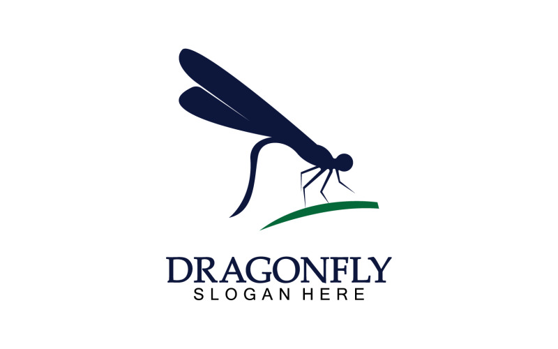 Dragonfly silhouette icon flat vector illustration logo clipart v6 Logo Template