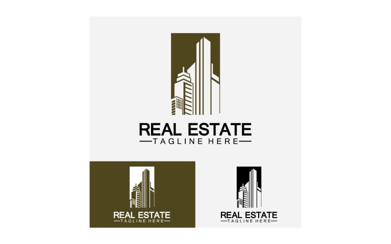 Real estate icon, builder, construction, architecture and building logos. v15 Logo Template