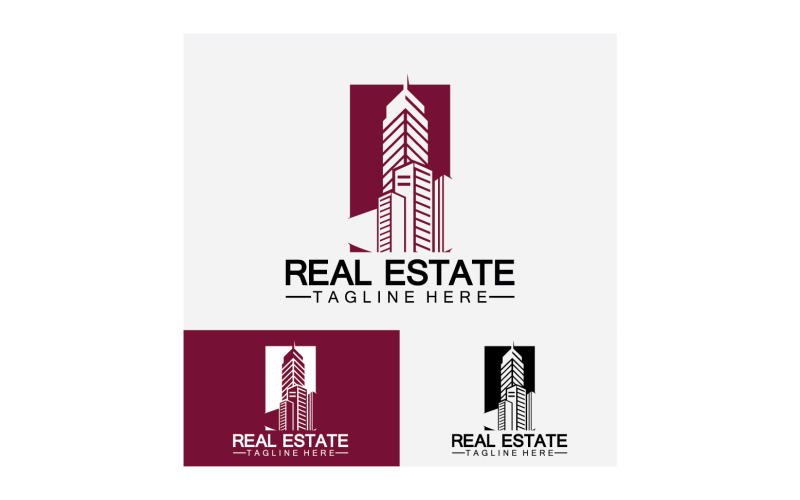 Real estate icon, builder, construction, architecture and building logos. v1 Logo Template