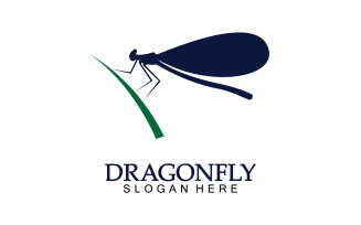 Dragonfly silhouette icon flat vector illustration logo clipart v10