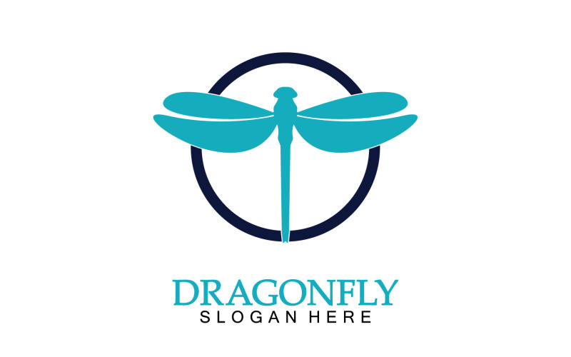 Dragonfly silhouette icon flat vector illustration logo clipart v24 Logo Template