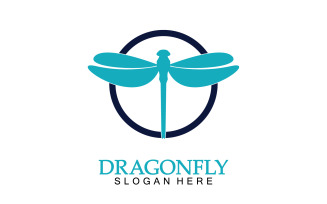 Dragonfly silhouette icon flat vector illustration logo clipart v24