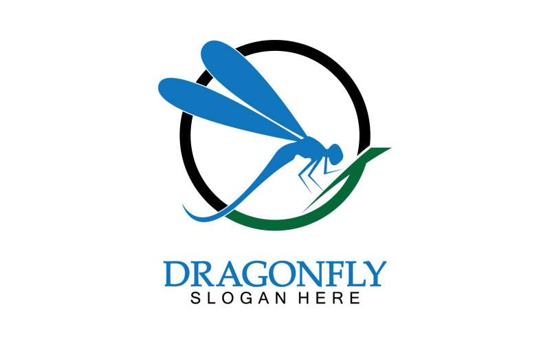 Dragonfly silhouette icon flat vector illustration logo clipart v27 Logo Template