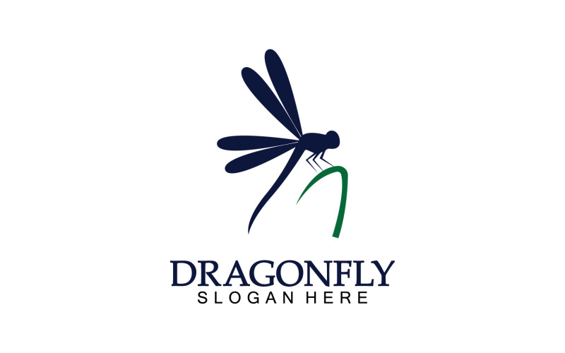 Dragonfly silhouette icon flat vector illustration logo clipart v2 Logo Template