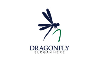 Dragonfly silhouette icon flat vector illustration logo clipart v2