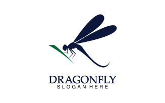 Dragonfly silhouette icon flat vector illustration logo clipart v3