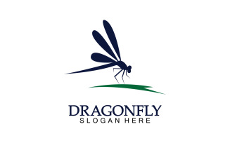 Dragonfly silhouette icon flat vector illustration logo clipart v4