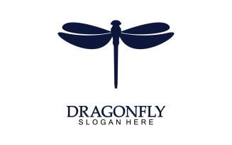 Dragonfly silhouette icon flat vector illustration logo clipart v5