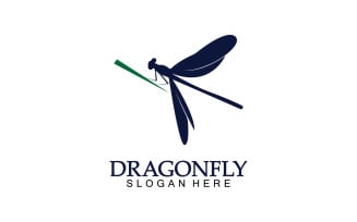 Dragonfly silhouette icon flat vector illustration logo clipart v8