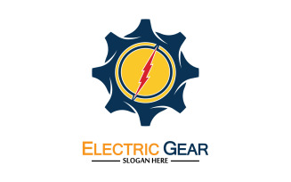 Lightning thunderbolt electricity gear vector logo design v10