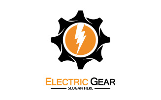 Lightning thunderbolt electricity gear vector logo design v11