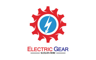 Lightning thunderbolt electricity gear vector logo design v12