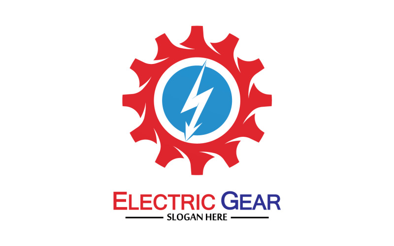 Lightning thunderbolt electricity gear vector logo design v12 Logo Template