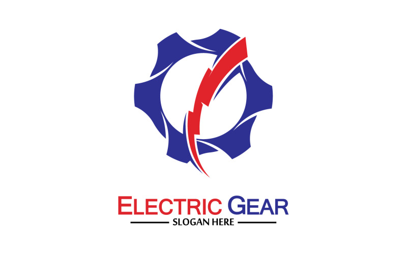 Lightning thunderbolt electricity gear vector logo design v13 Logo Template