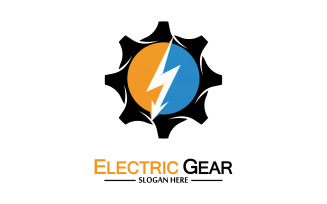 Lightning thunderbolt electricity gear vector logo design v16