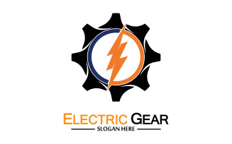 Lightning thunderbolt electricity gear vector logo design v17