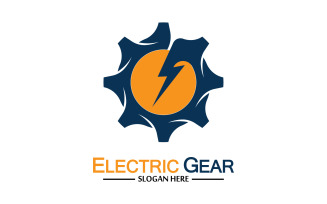 Lightning thunderbolt electricity gear vector logo design v18