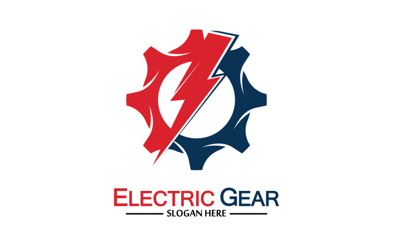 Lightning thunderbolt electricity gear vector logo design v19 Logo Template