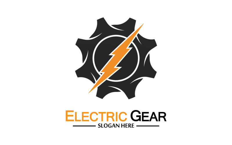 Lightning thunderbolt electricity gear vector logo design v20 Logo Template