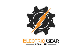 Lightning thunderbolt electricity gear vector logo design v20