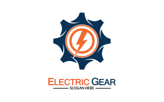 Lightning thunderbolt electricity gear vector logo design v21