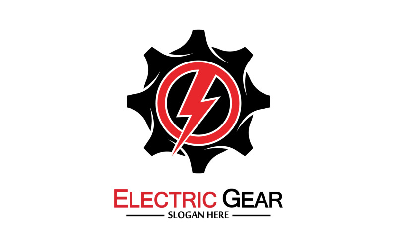 Lightning thunderbolt electricity gear vector logo design v22 Logo Template